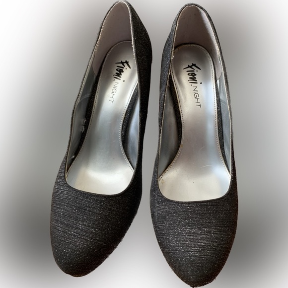 Fioni Night Women’s 9W Black Sparkly Heels - Picture 2 of 5